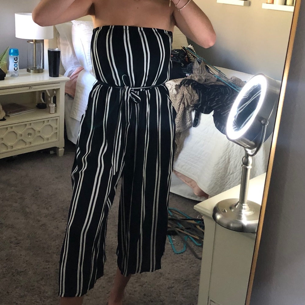Strapless striped jumpsuit
